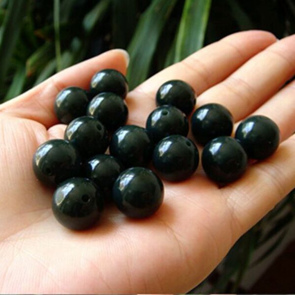 Dark green nephrite bead high quality smooth round jade bead