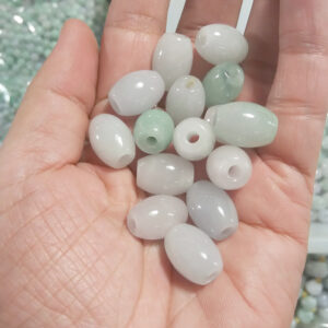 smooth emerald rice bead high quality white green jade bead