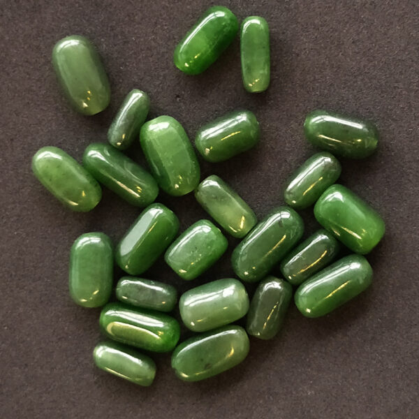 Irregular green nephrite bead high quality long jade bead