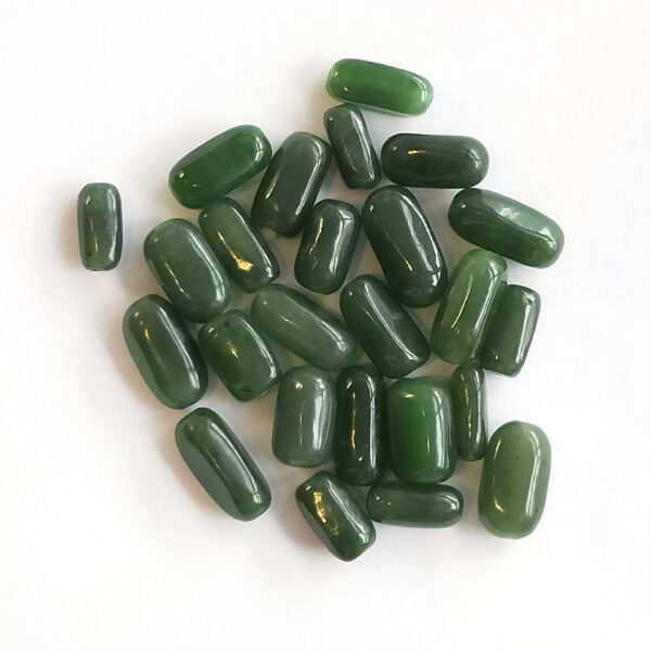 Irregular green nephrite bead high quality long jade bead