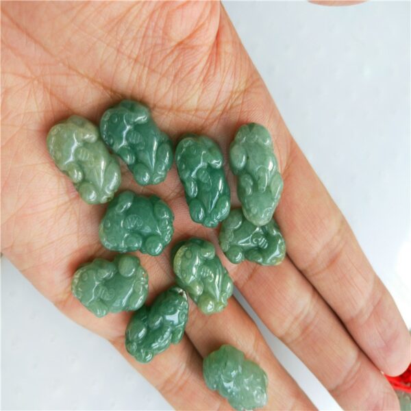 natural oily green jadeite pixiu bead high quality small Burmese jade pendant