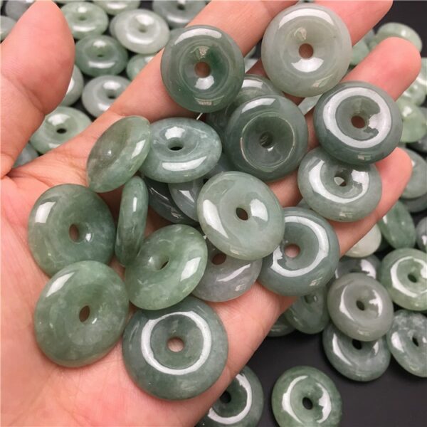 5 pcs / 10 pcs 18 - 25 mm ring shape oily green jadeite bead high quality natural Burmese jade bead