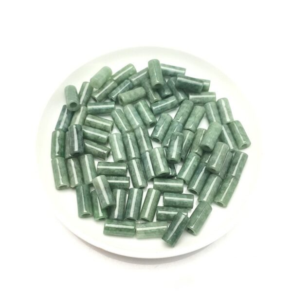 tube shape natural green jadeite bead smooth high quality Burmese jade bead