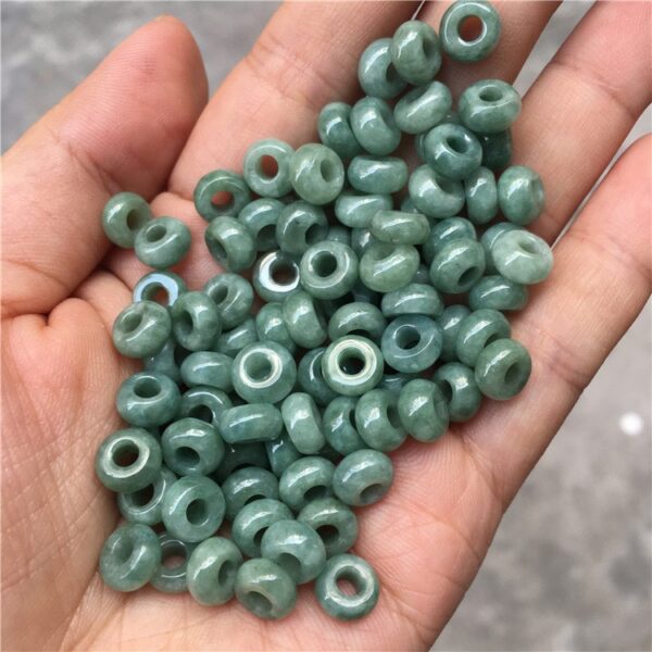 donut shape natural green jadeite bead smooth high quality Burmese jade ring bead