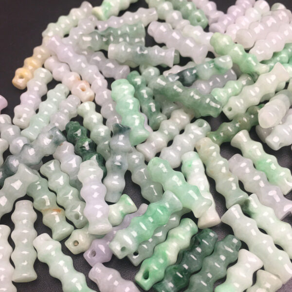 10 pcs / 20 pcs 20 mm genuine natural jadeite bamboo shape pendant bead