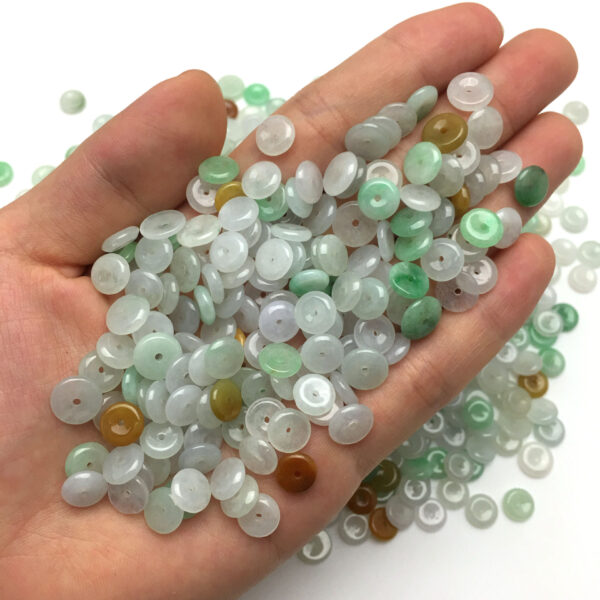 100 pcs 8 mm genuine natural colorful jadeite ring shape bead