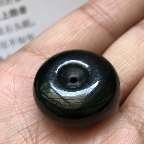 25 mm smooth donut shape bead natural black nephrite jade bead