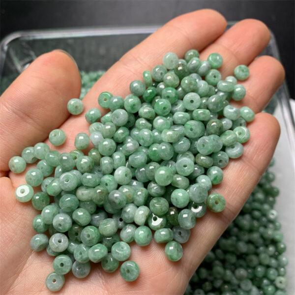 small rondelle shape genuine natural green jadeite bead