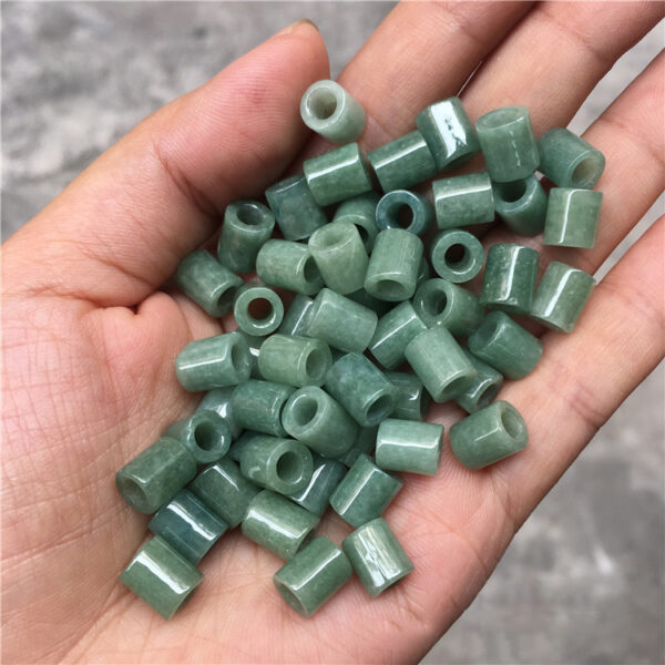 high quality natural Burmese jadeite tube shape big hole bead