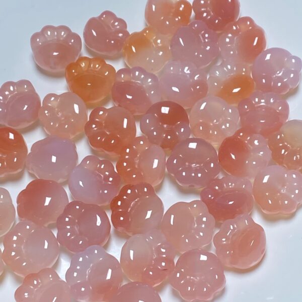 cute cat paw shape clear orange agate bead