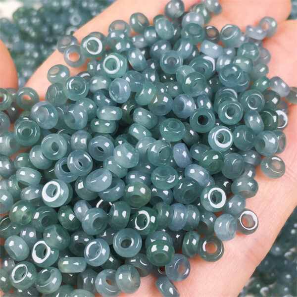 50 pcs small ring shape clear blue jade bead natural jadeite bead