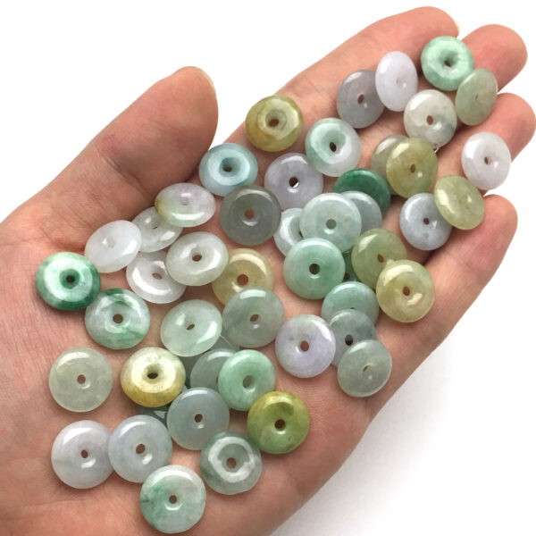 ring shape colorful jade bead donut shape natural jadeite bead