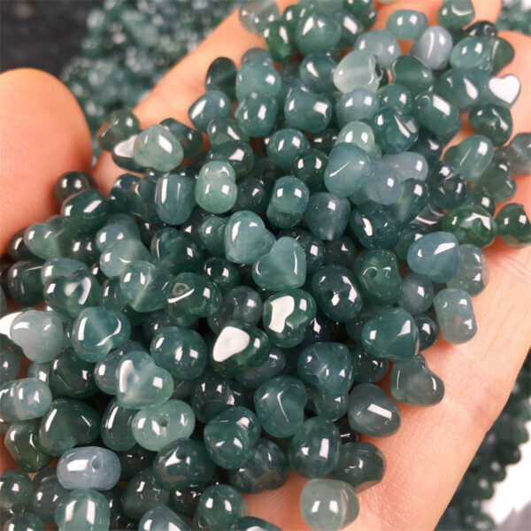 small heart shape clear blue jade bead natural jadeite bead