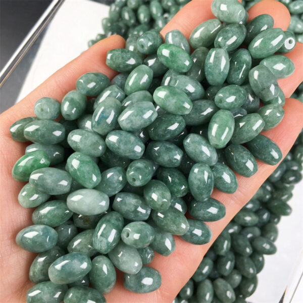 rice shape natural green jadeite bead jade bead