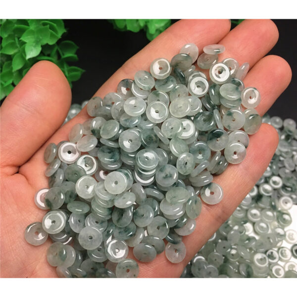 50 pcs donut green texture clear jadeite bead