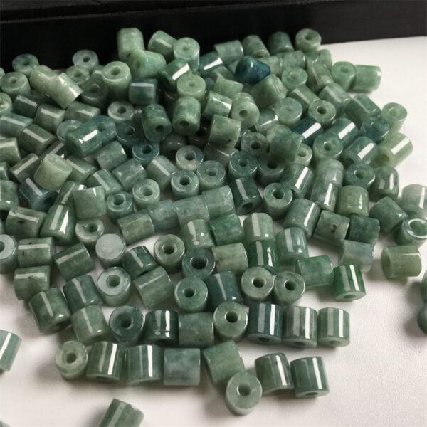 tube shape natural green jadeite bead