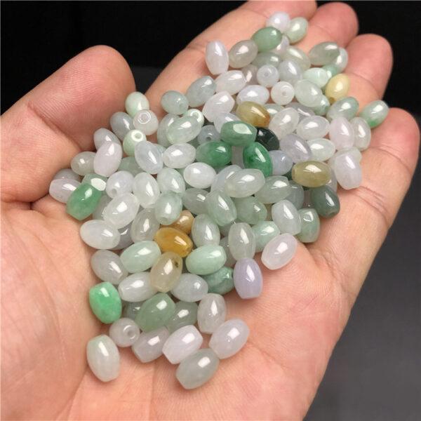 rice shape natural colorful jadeite bead