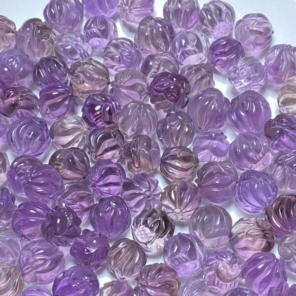 nine-tailed fox bead, fox bead, ametrine bead, purple bead, round bead