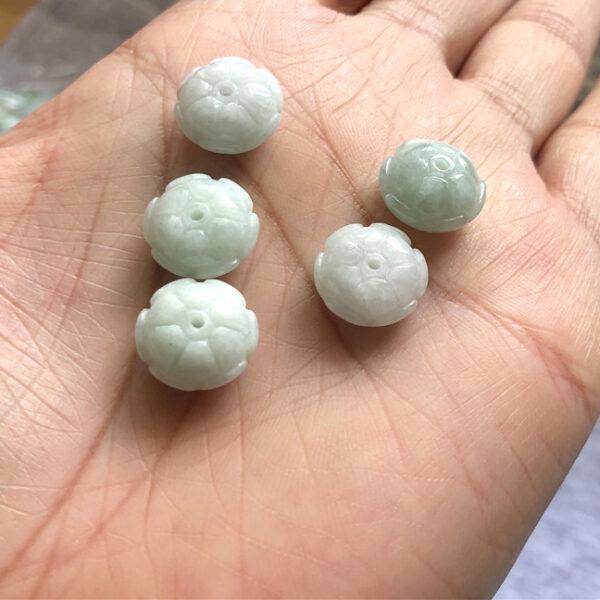 genuine natural jadeite lotus flower shape bead