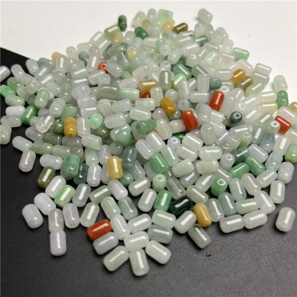 cylinder shape natural colorful jadeite bead