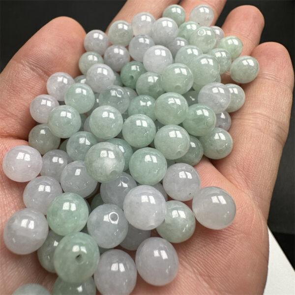 50 beads, round bead, jade bead, jadeite bead, ice bead, green bead