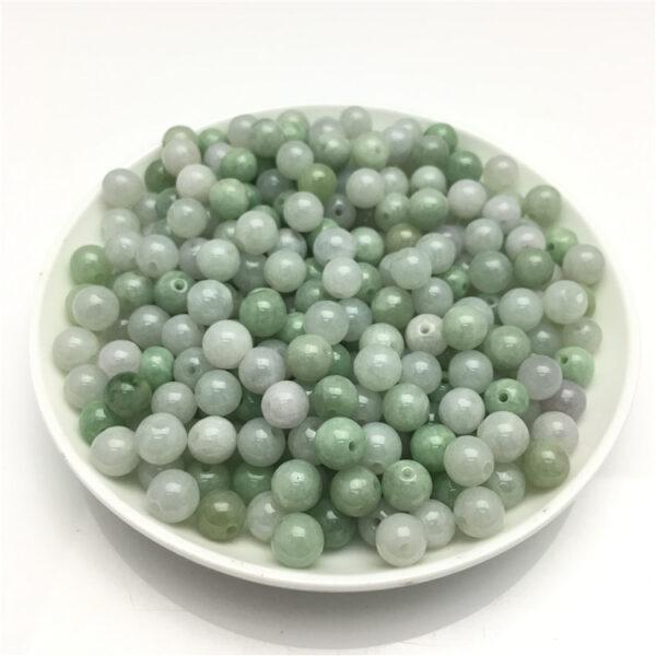 100 beads, round bead, jade bead, jadeite bead, white bead, green bead