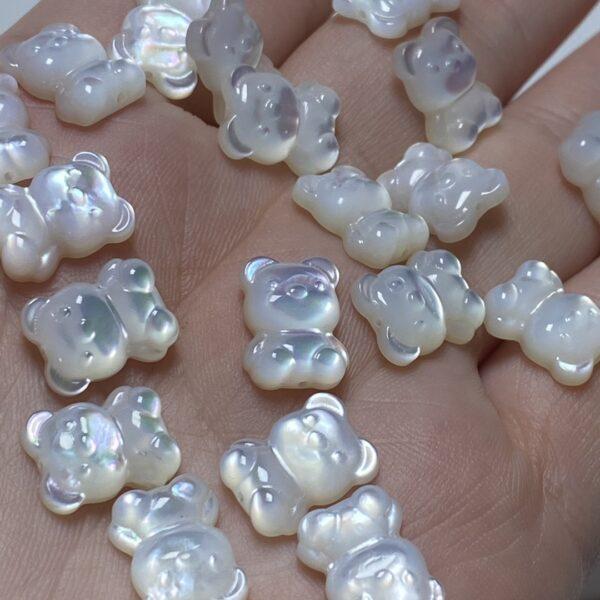 bear bead, shell bead, cute bead bead, white bead