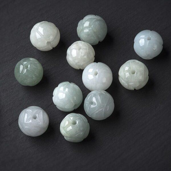 flower bead, lotus flower bead, round bead, jade bead, jadeite bead