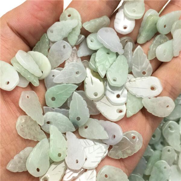 50 pcs leaf shape genuine natural jadeite charm, jade charm, jadeite bead, jade bead