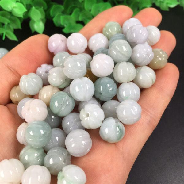 20 pcs / 50 pcs pumpkin shape genuine natural jadeite bead, jade bead, round bead