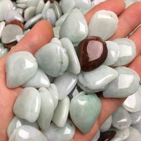 20 pcs peach shape genuine natural jadeite charm, jade charm, jadeite bead, jade bead, heart charm