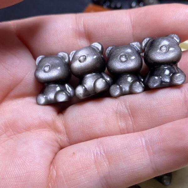 5 pcs / 10 pcs cute bear shape natural obsidian bead