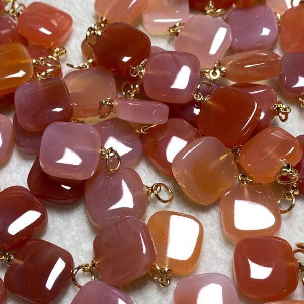 5 pcs / 10 pcs nice square shape natural pink and red agate charm