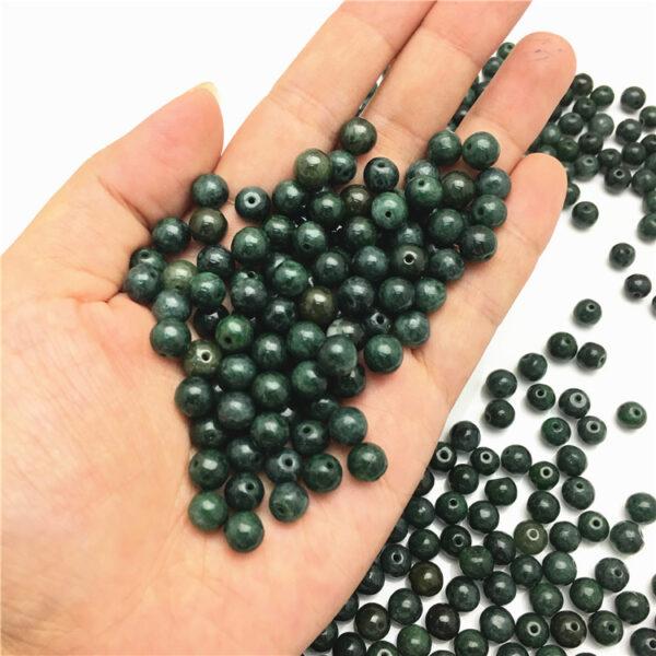 100 pcs 6.5 mm round shape oily green genuine natural jadeite bead, jade bead