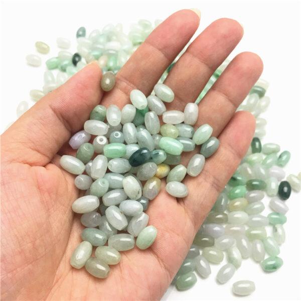 50 pcs / 100 pcs 8.5 mm oval shape genuine natural jadeite bead, jade bead, rice bead, white bead, green bead