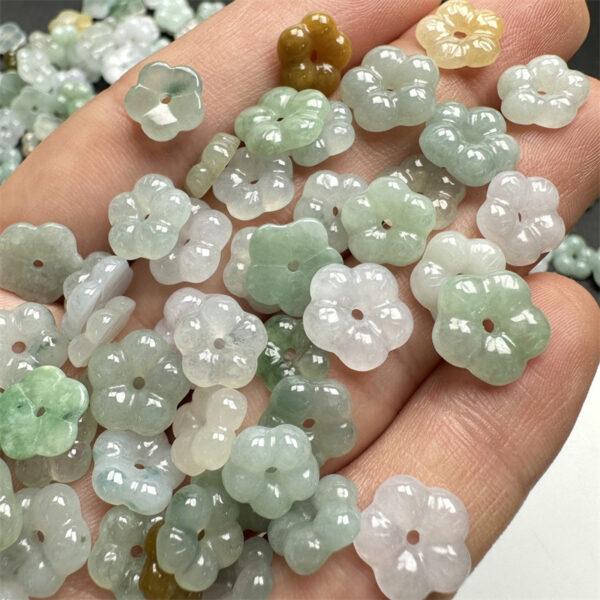 10 pcs / 20 pcs flower shape genuine natural colorful icy jadeite bead, jade bead