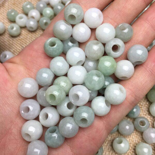 50 pcs / 100 pcs big hole round shape genuine natural jadeite bead, jade bead