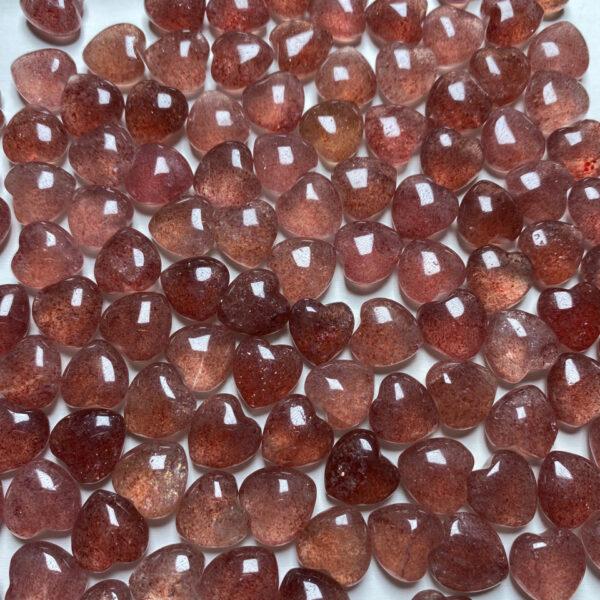 heart shape natural strawberry quartz bead