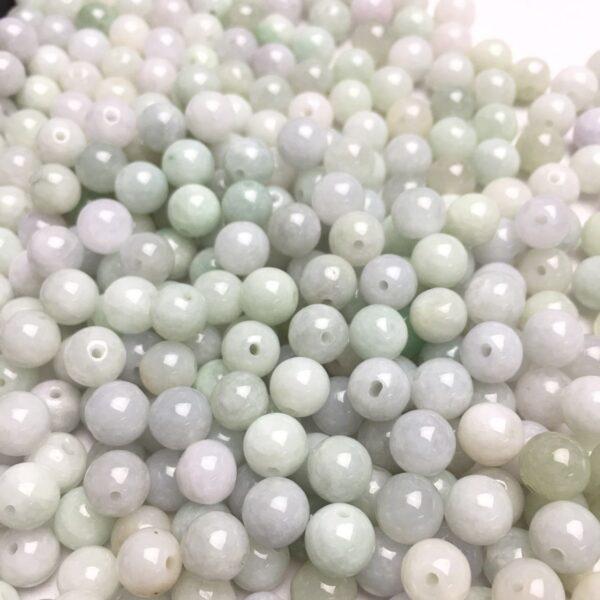 100 beads, round bead, jade bead, jadeite bead, white bead, green bead