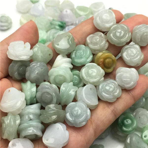 5 pcs / 10 pcs rose flower shape genuine natural jadeite bead, ring gemstone