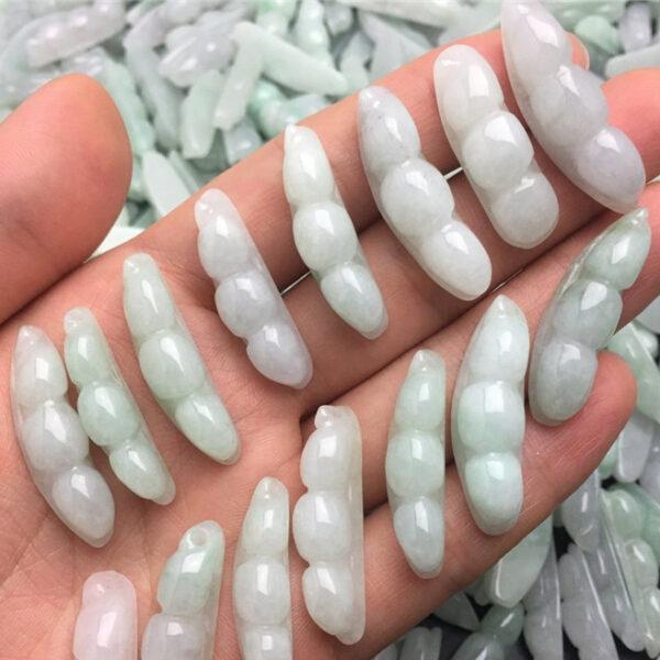 5 pcs / 10 pcs pea pod shape genuine natural jadeite charm, jade charm, jadeite bead