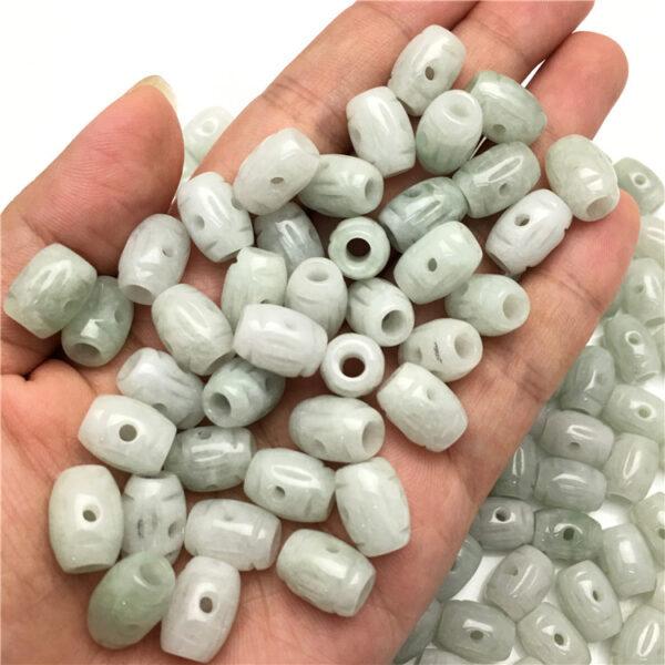 20 pcs / 50 pcs oval shape hollow flower pattern genuine natural jadeite bead, jade bead, rice bead