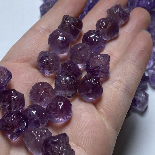 lion head shape natural ametrine bead