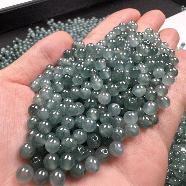 20 pcs / 50 pcs small round genuine natural translucent blue green jadeite bead