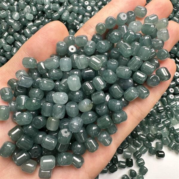 10 pcs / 20 pcs cylinder shape genuine natural icy blue jadeite bead, jade bead