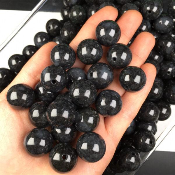 50 pcs round shape genuine natural black jadeite bead, jade bead