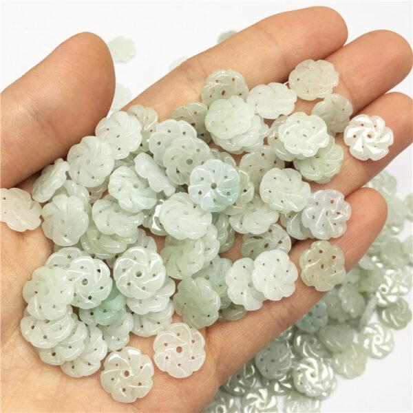 20 pcs / 50 pcs 11 mm flower shape genuine natural jadeite bead