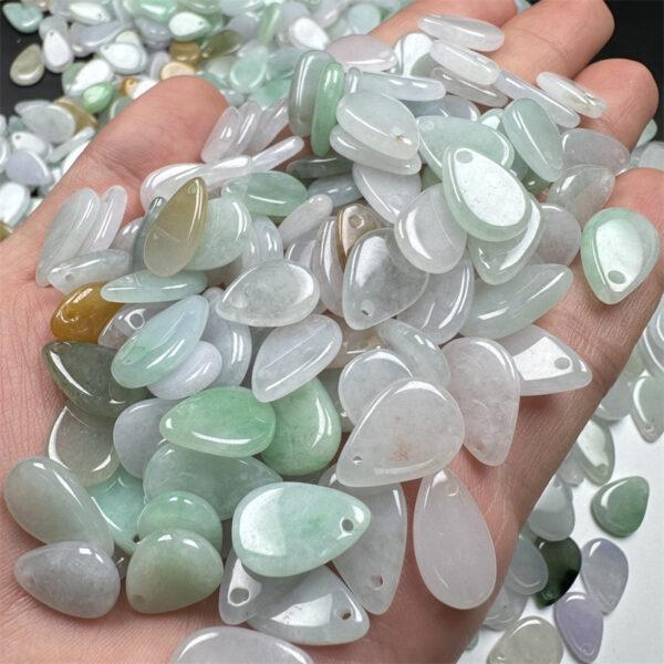 50 pcs 11 - 16 mm flat droplet shape genuine natural icy jadeite bead