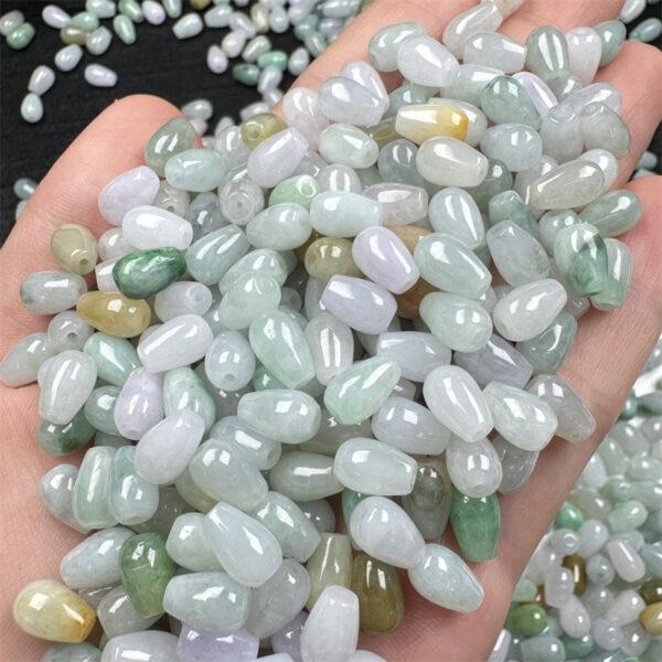 50 pcs 8.5 mm droplet shape genuine natural colorful jadeite bead