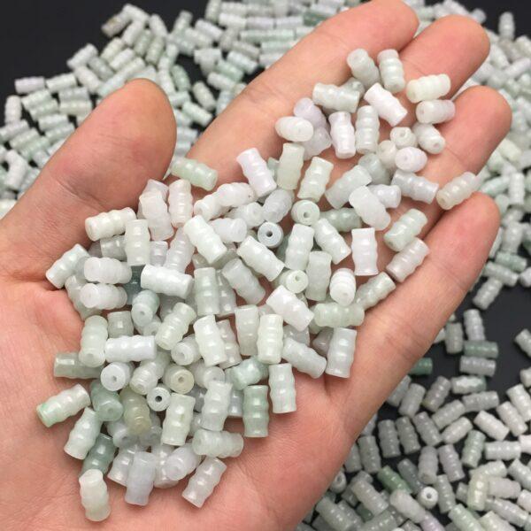 50 pcs / 100 pcs bamboo knot shape genuine natural jadeite bead, jade bead